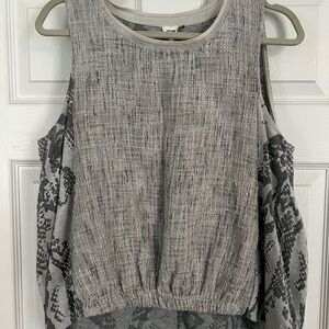 Women's Gray Sleeveless Patterned Tank Top